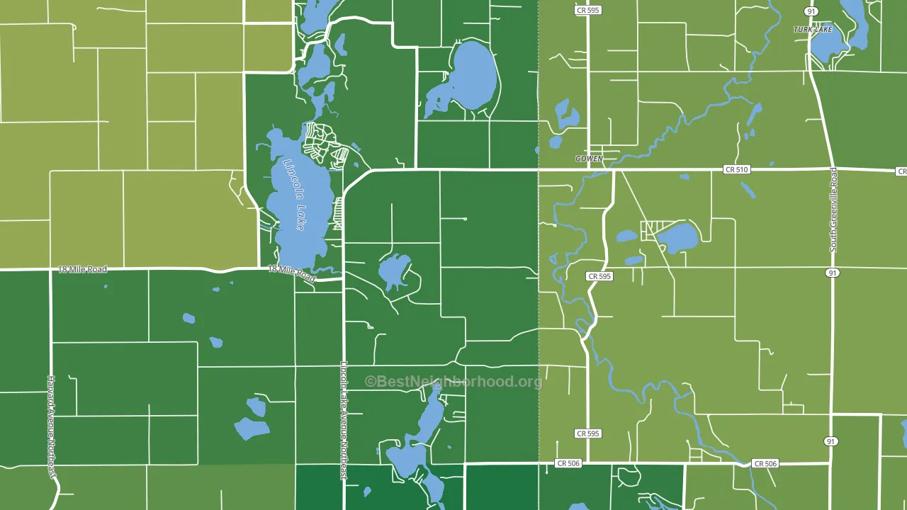 Gowen, MI block-group voter-turnout map