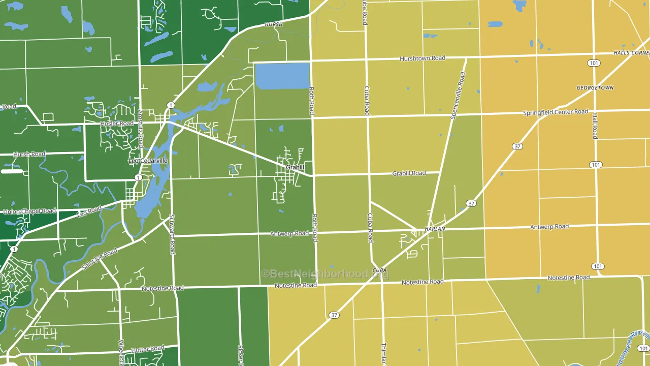 Grabill, IN block-group voter-turnout map