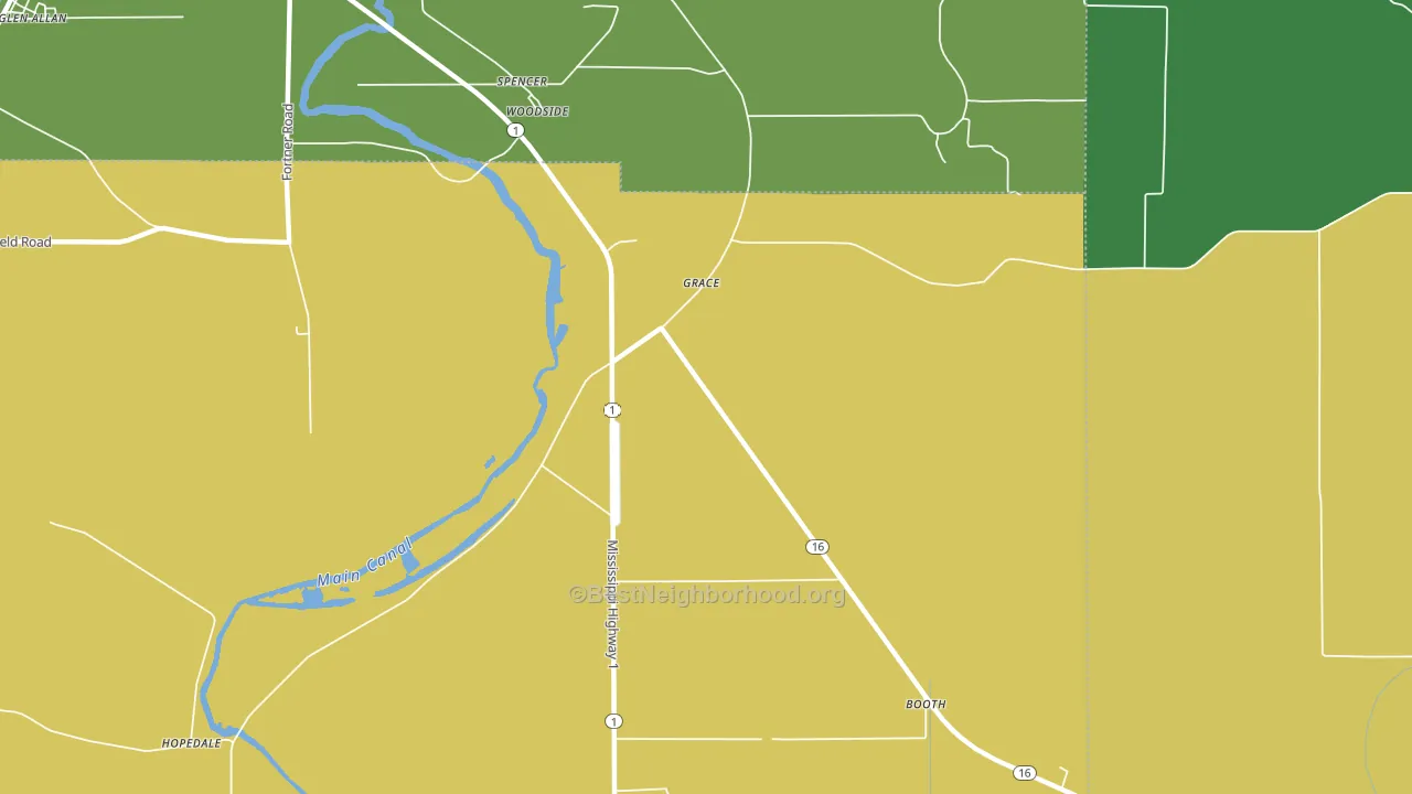 Grace, MS block-group voter-turnout map