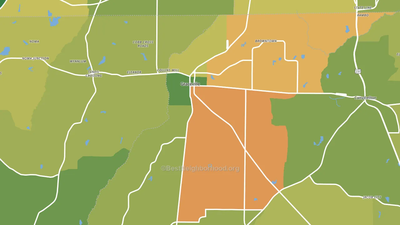 Graceville, FL block-group voter-turnout map