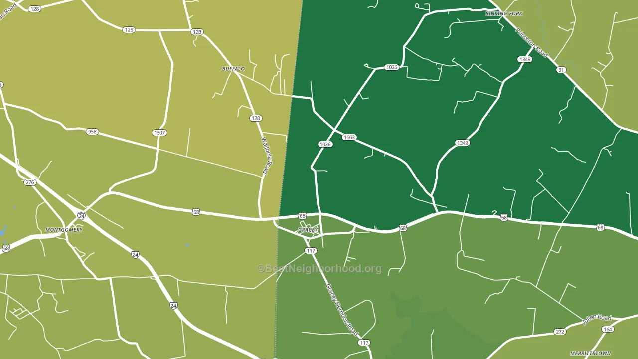 Gracey, KY block-group voter-turnout map