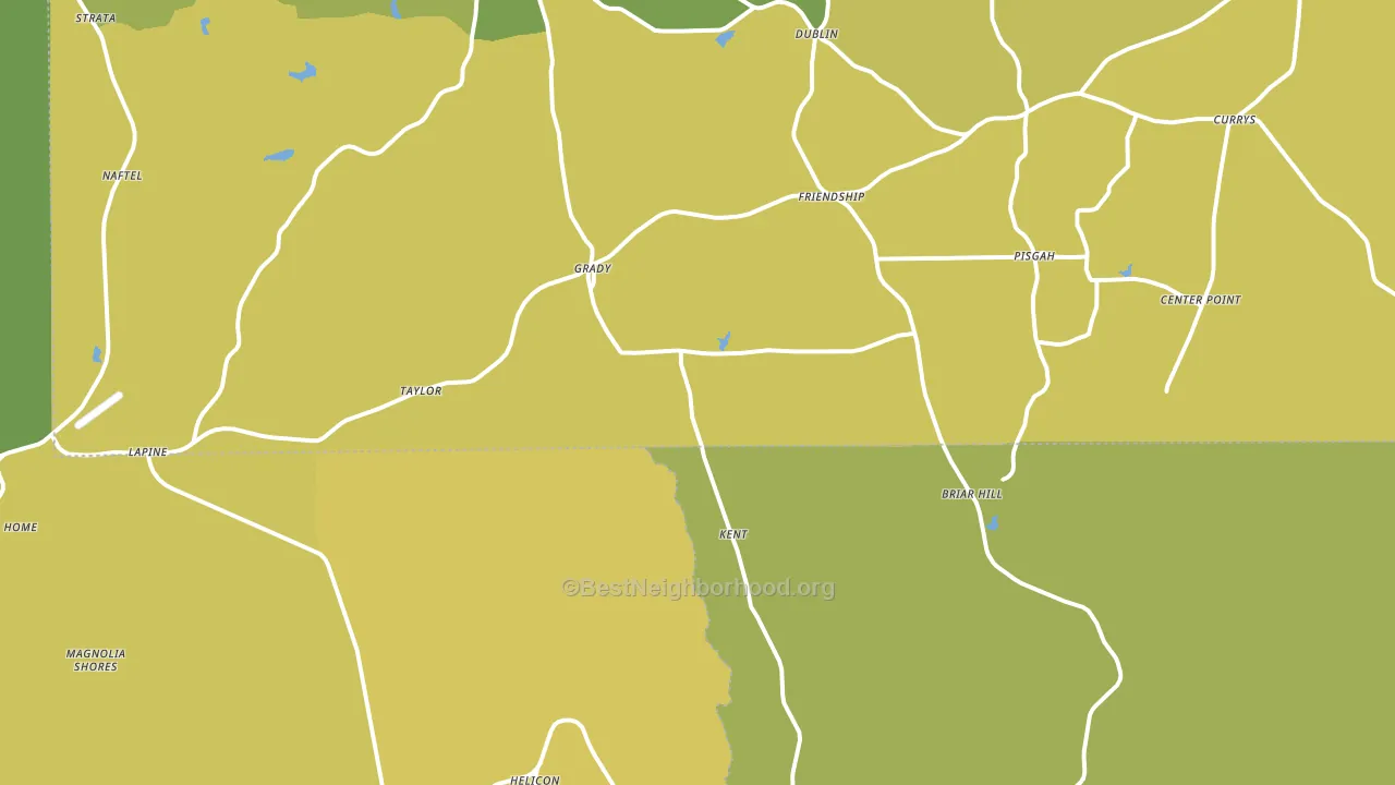Grady, AL block-group voter-turnout map