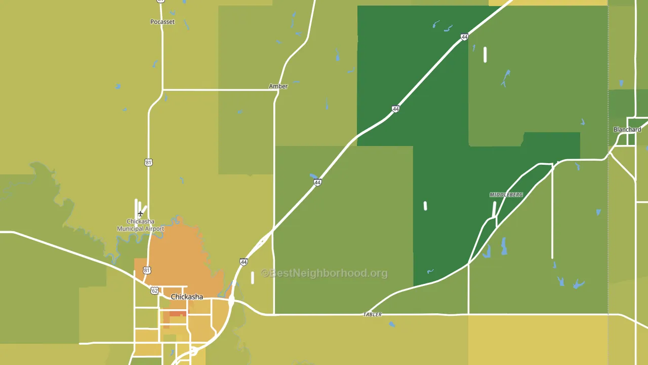 Grady County, OK block-group voter-turnout map