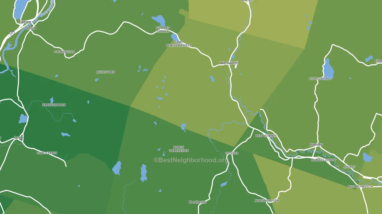 Grafton County, NH block-group voter-turnout map