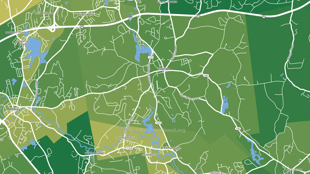 Grafton, MA block-group voter-turnout map