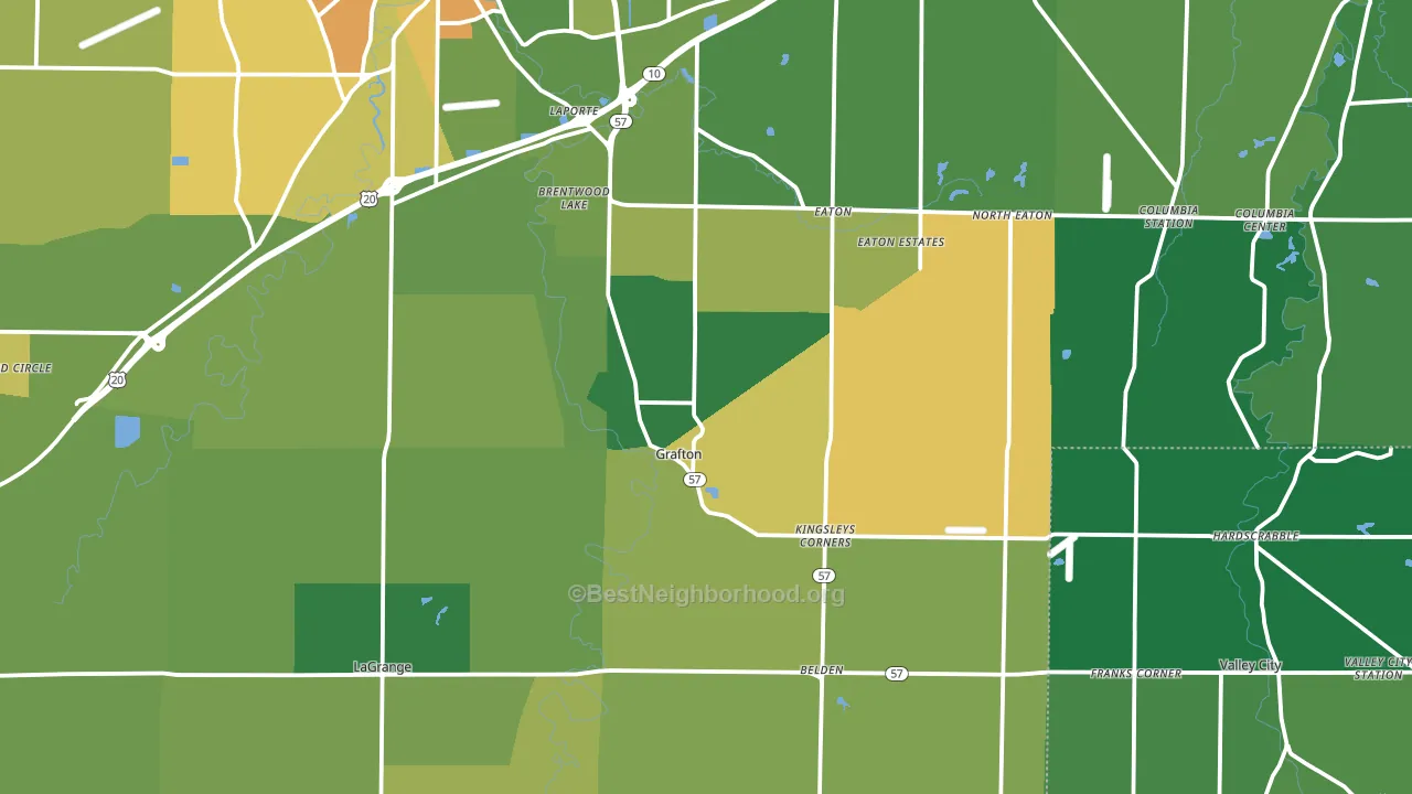 Grafton, OH block-group voter-turnout map