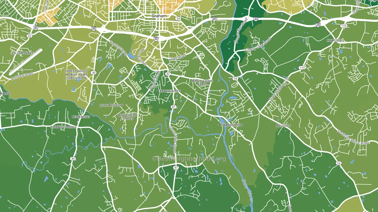 Graham, NC block-group voter-turnout map