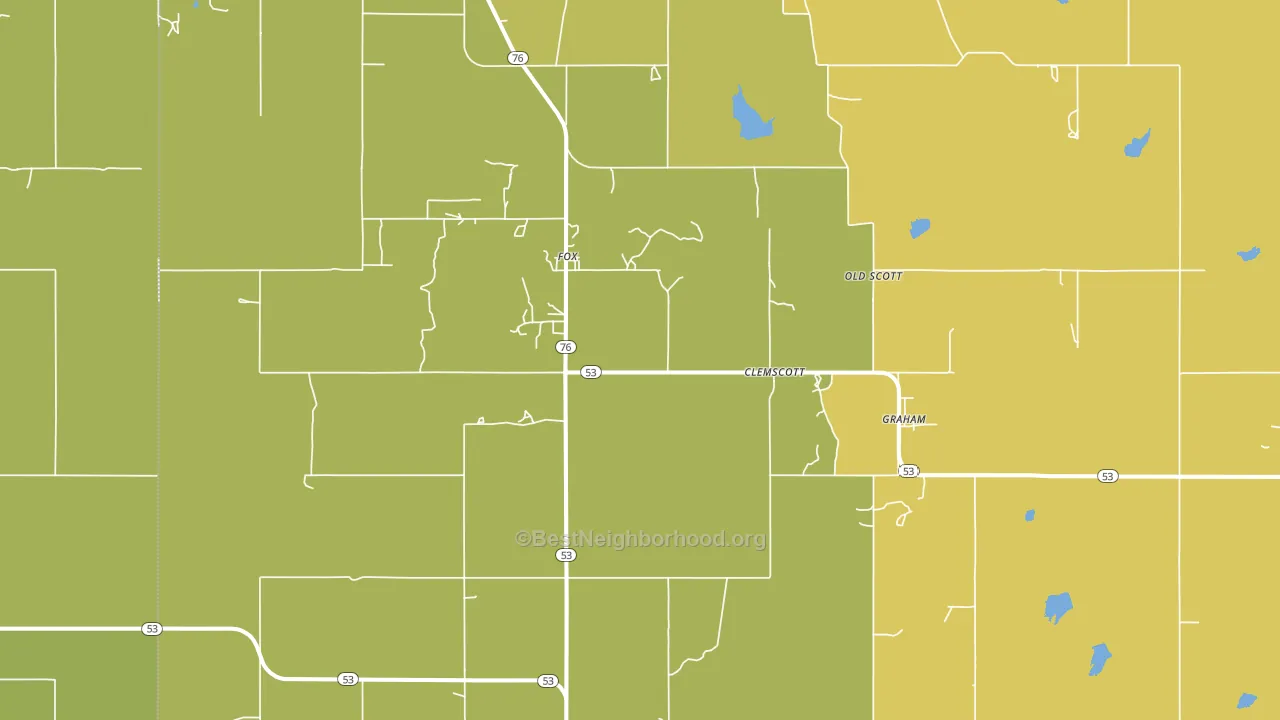 Graham, OK block-group voter-turnout map