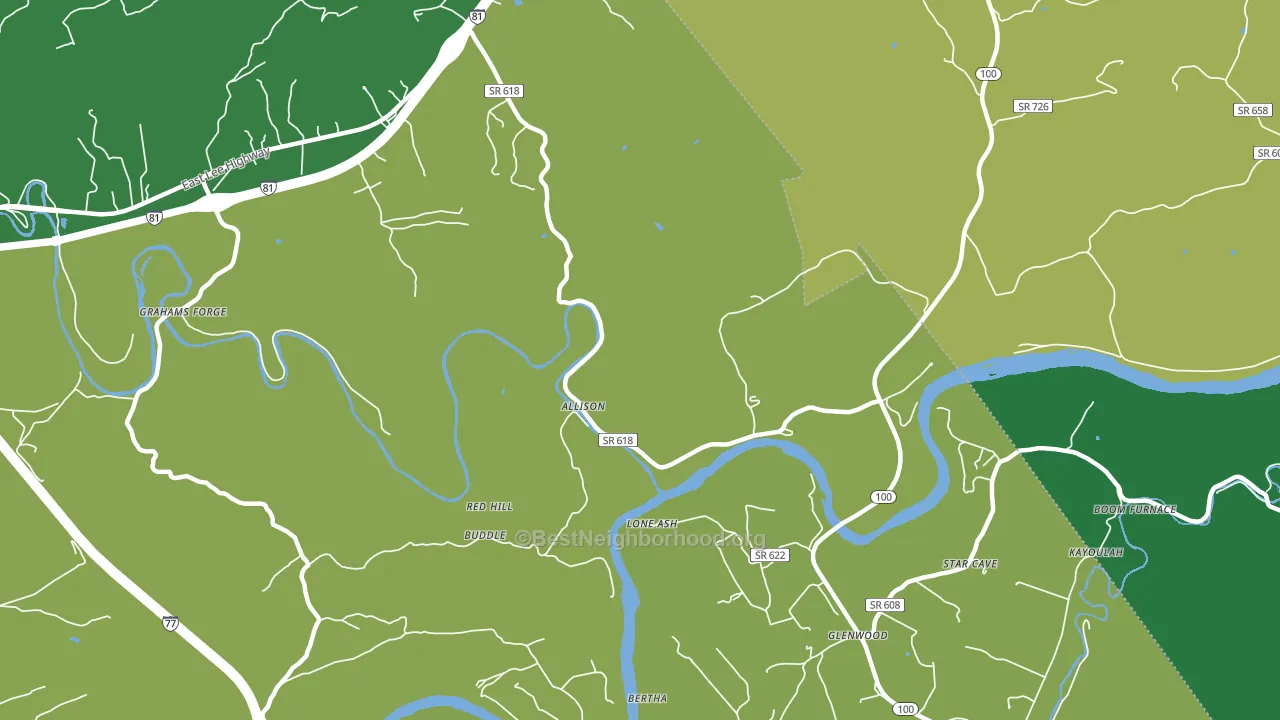 Grahams Forge, VA block-group voter-turnout map