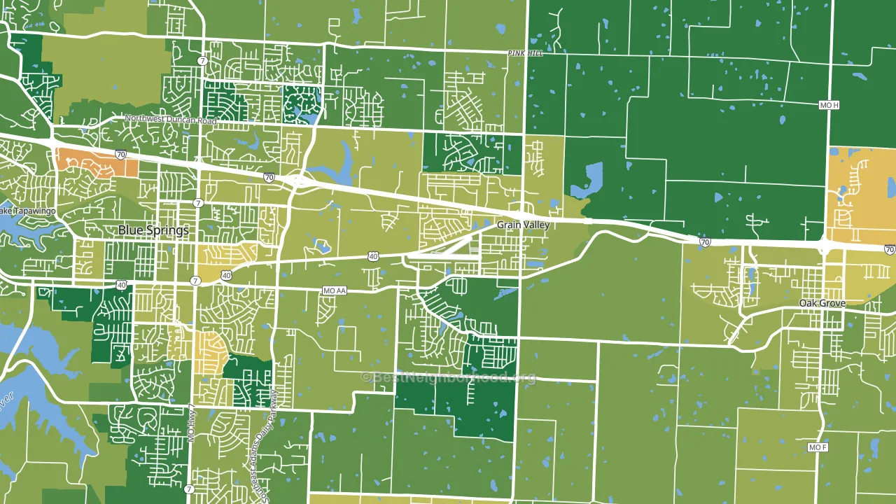 Grain Valley, MO block-group voter-turnout map