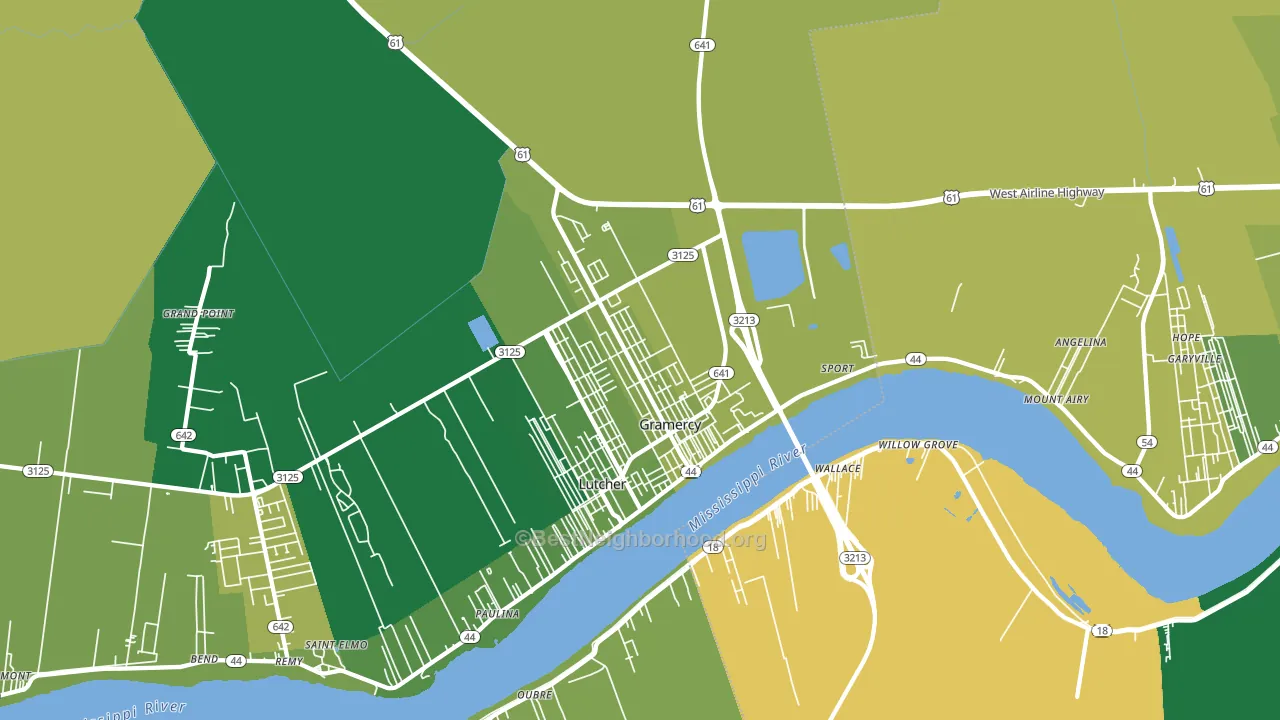 Gramercy, LA block-group voter-turnout map