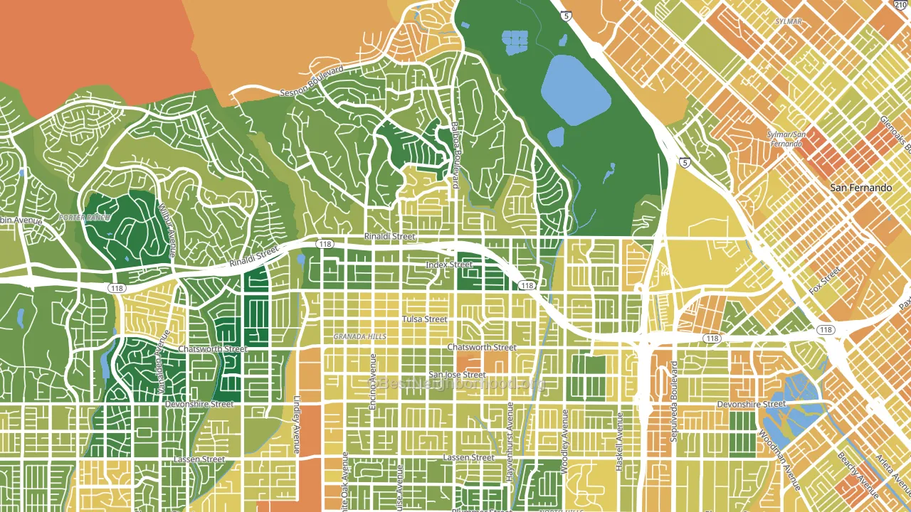 Granada Hills, CA block-group voter-turnout map