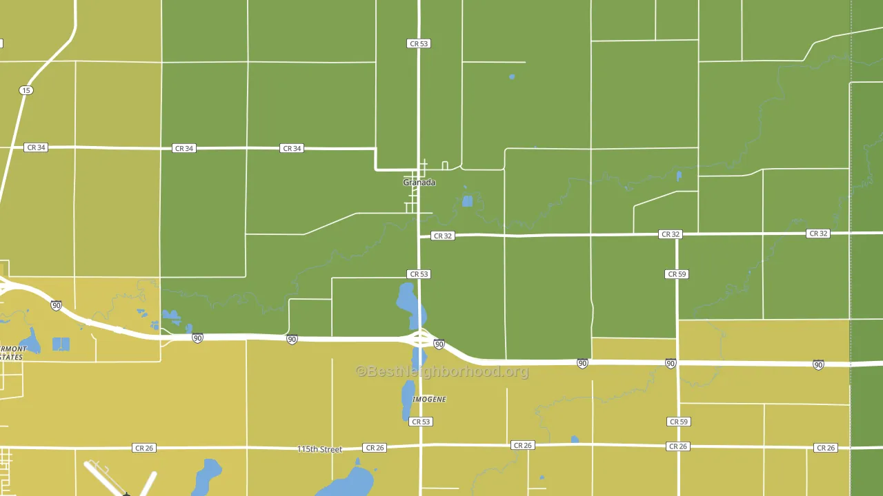 Granada, MN block-group voter-turnout map