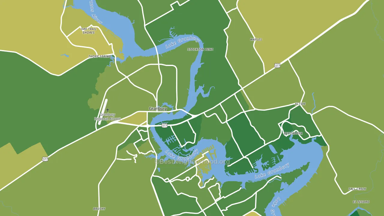 Granbury, TX block-group voter-turnout map