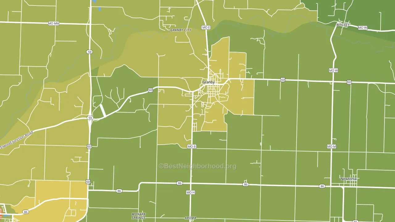Granby, MO block-group voter-turnout map
