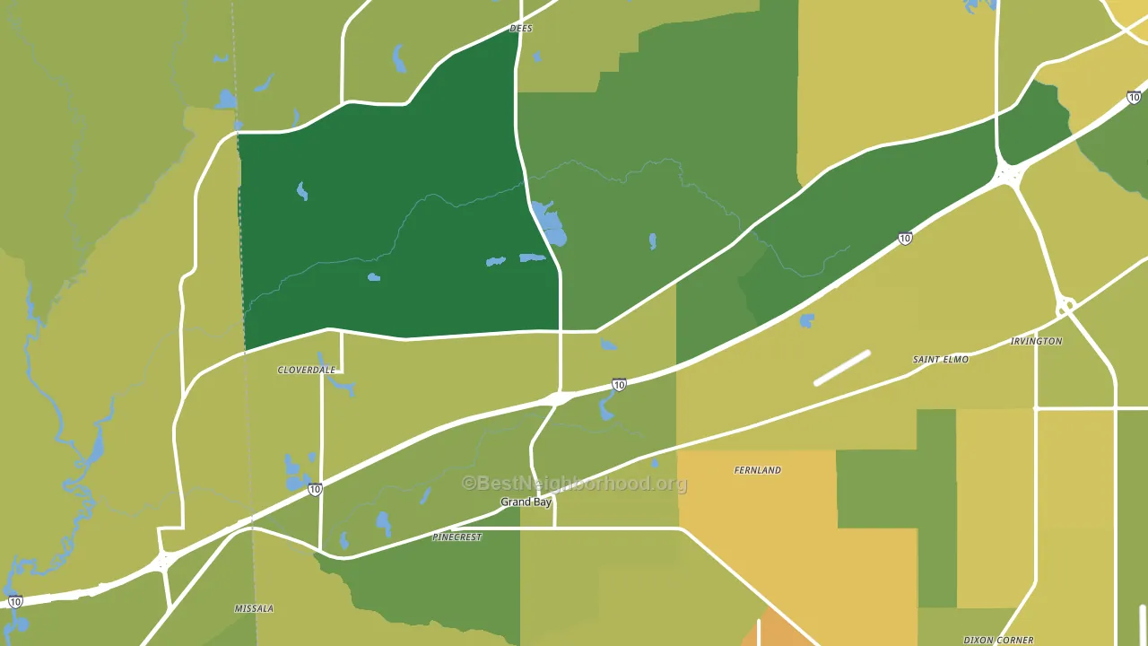 Grand Bay, AL block-group voter-turnout map