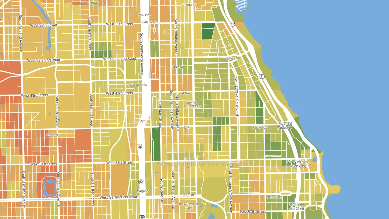 Grand Boulevard, Chicago, IL block-group voter-turnout map