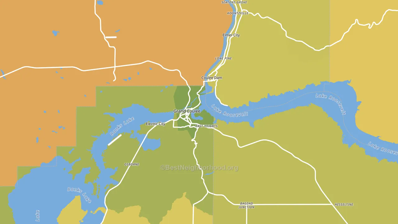 Grand Coulee, WA block-group voter-turnout map