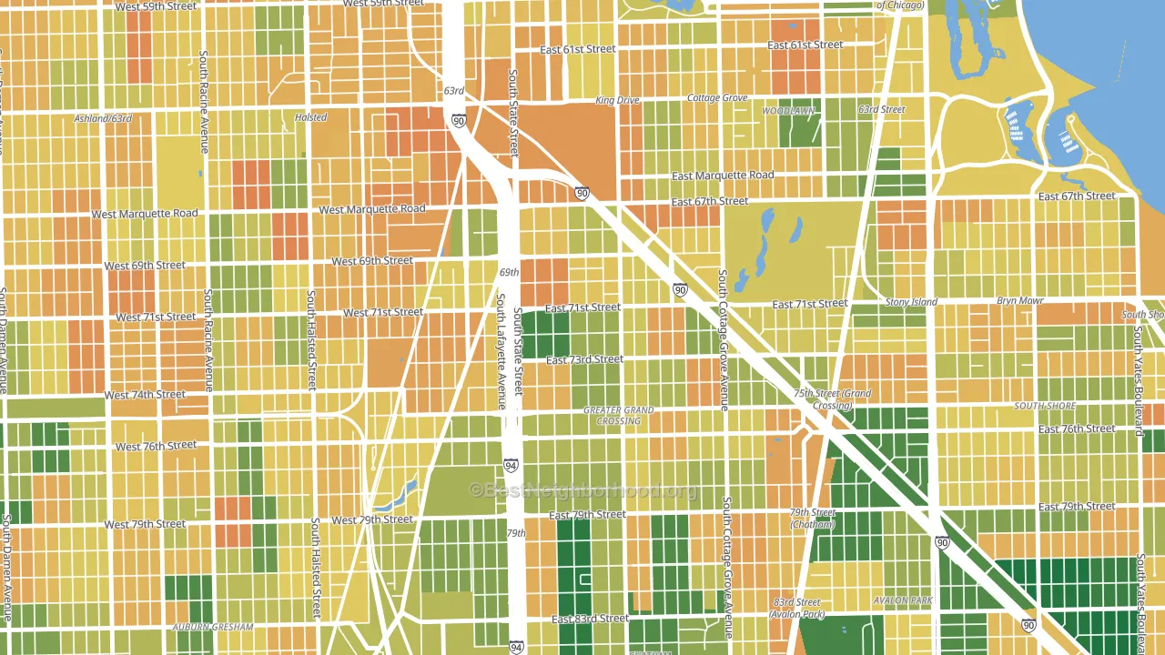 Grand Crossing, Chicago, IL block-group voter-turnout map