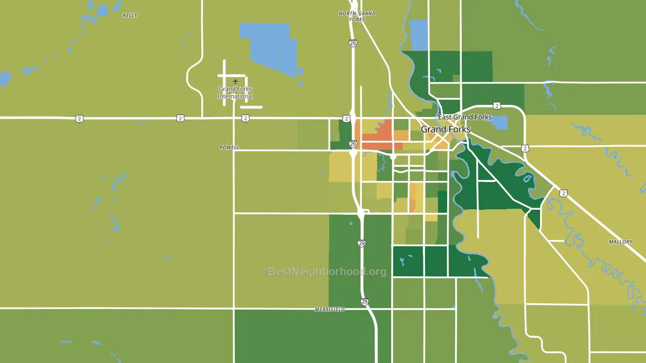 Grand Forks County, ND block-group voter-turnout map
