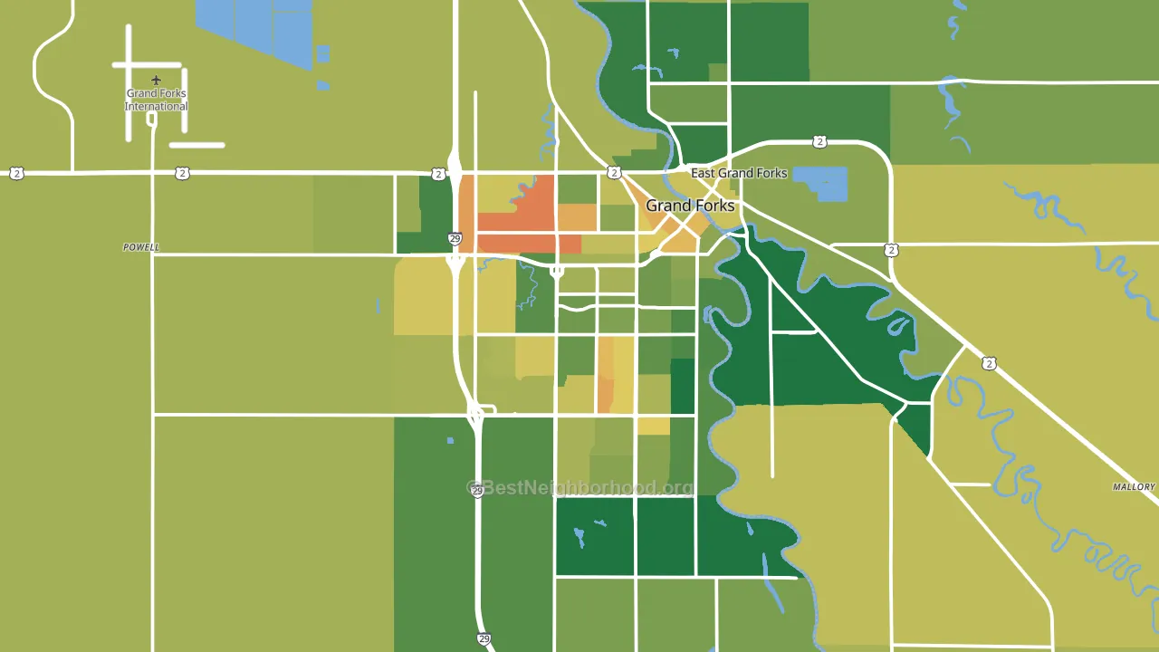 Grand Forks, ND block-group voter-turnout map