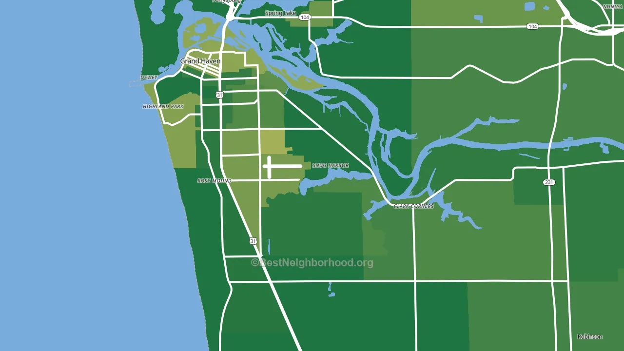 Grand Haven, MI block-group voter-turnout map