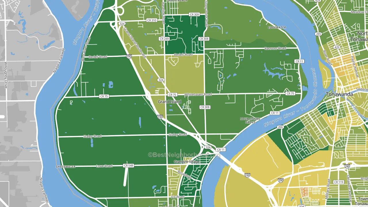 Grand Island, NY block-group voter-turnout map