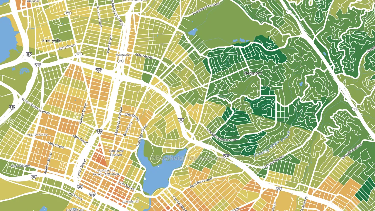 Grand Lake, Oakland, CA block-group voter-turnout map