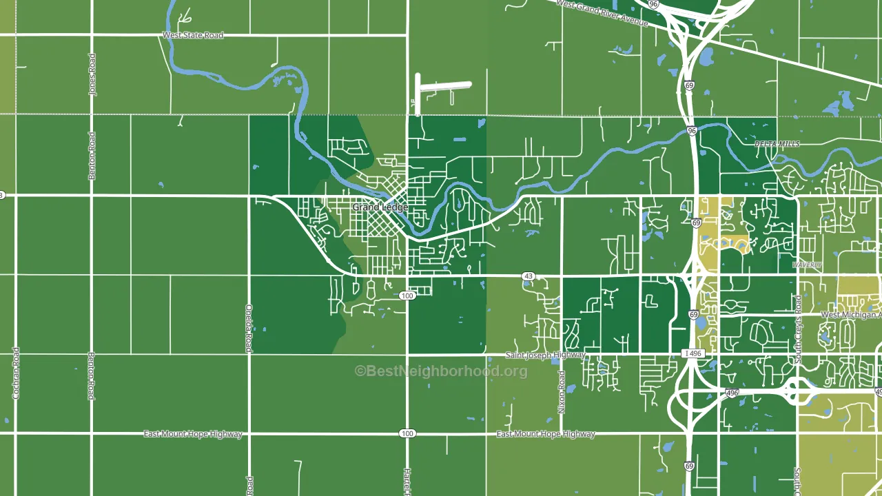 Grand Ledge, MI block-group voter-turnout map