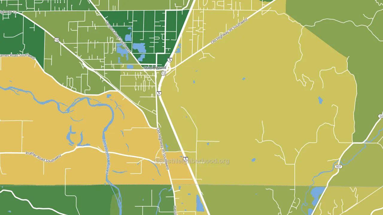 Grand Mound, WA block-group voter-turnout map