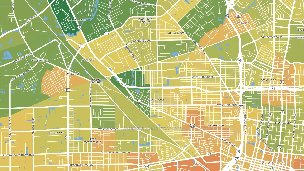 Grand Park, Jacksonville, FL block-group voter-turnout map