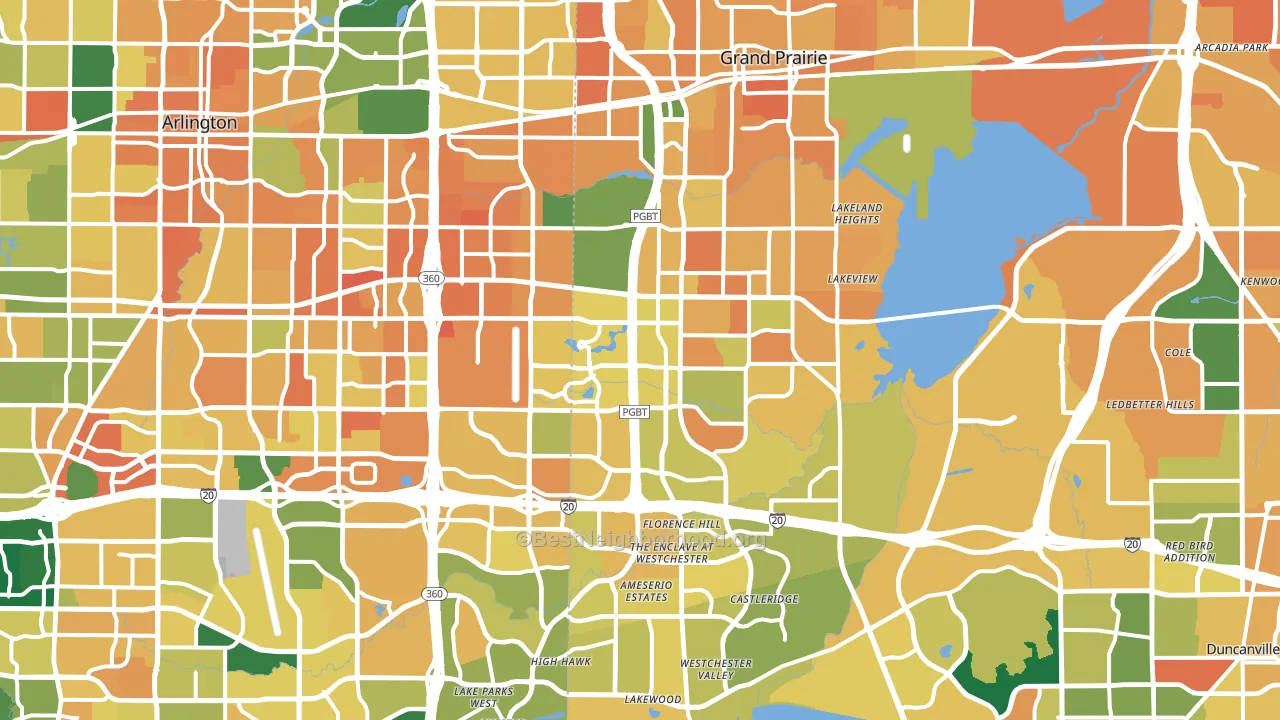 Grand Prairie, TX block-group voter-turnout map
