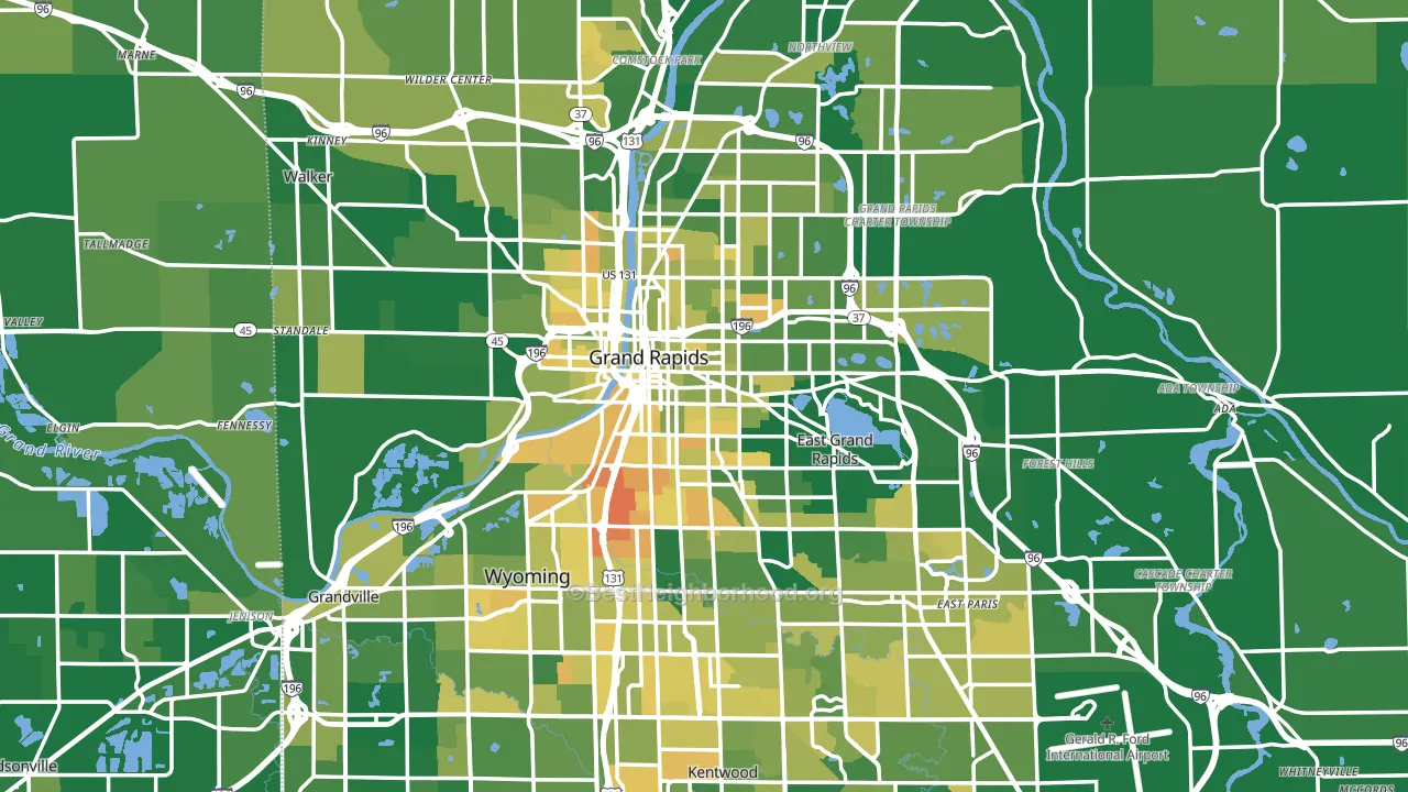Grand Rapids, MI block-group voter-turnout map