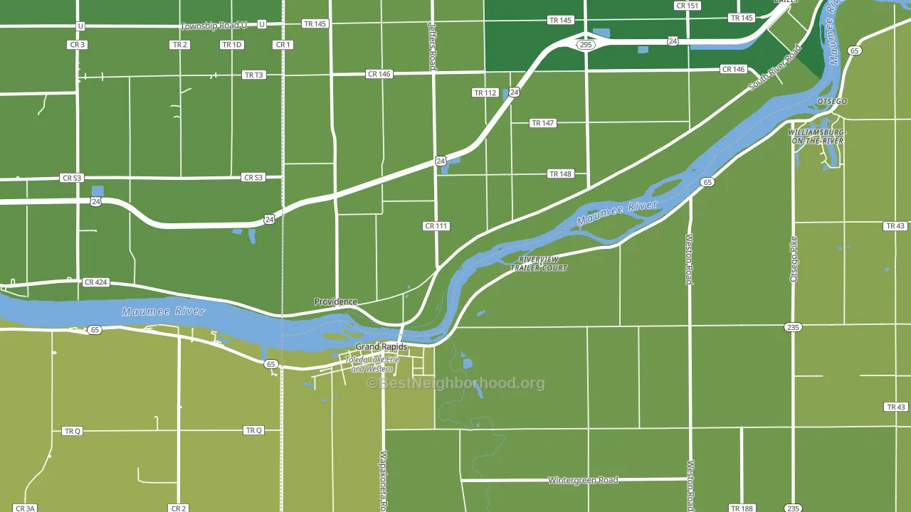 Grand Rapids, OH block-group voter-turnout map