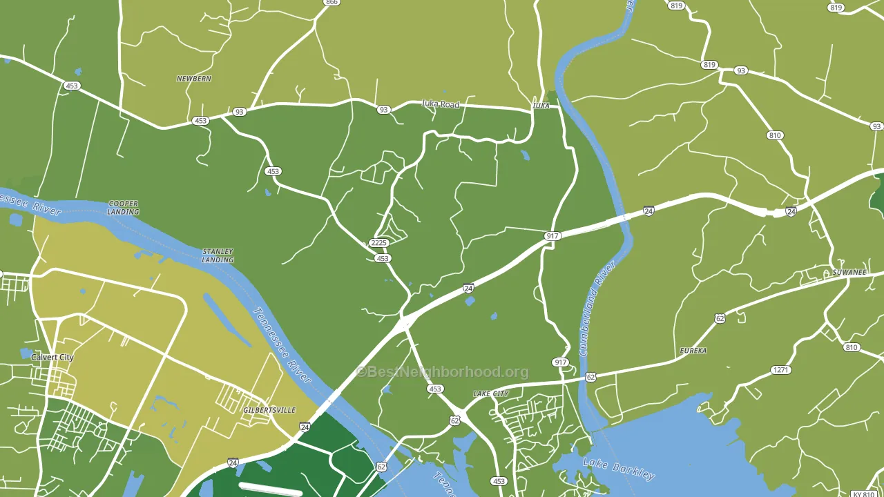 Grand Rivers, KY block-group voter-turnout map