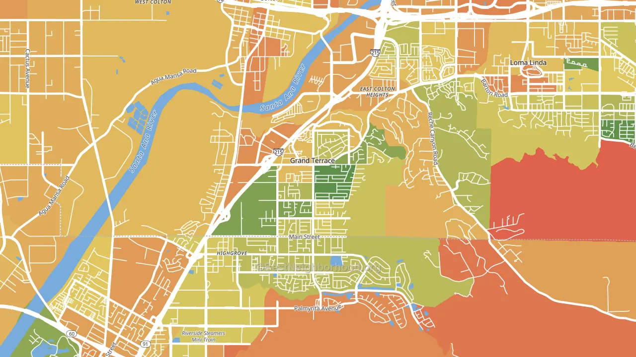 Grand Terrace, CA block-group voter-turnout map