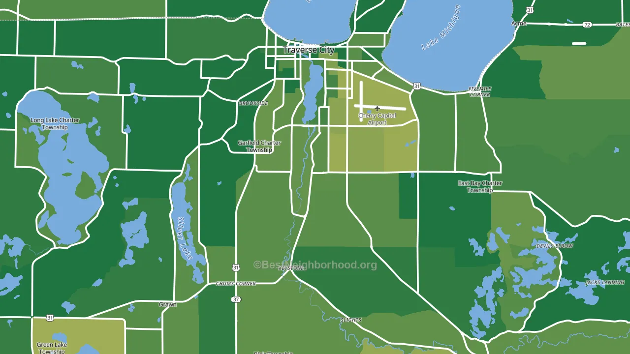 Grand Traverse County, MI block-group voter-turnout map