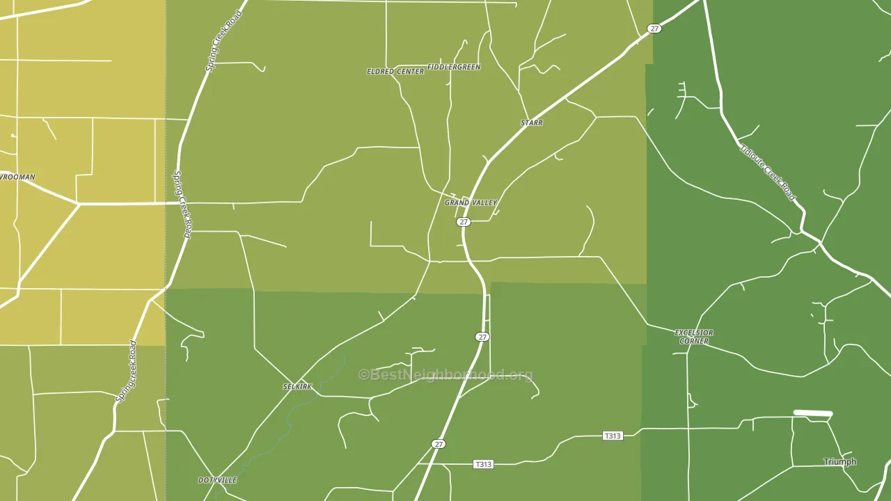 Grand Valley, PA block-group voter-turnout map