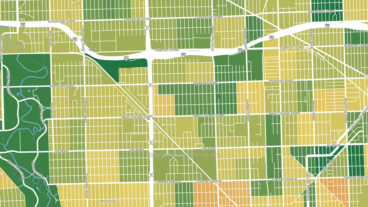 Grandale, Detroit, MI block-group voter-turnout map
