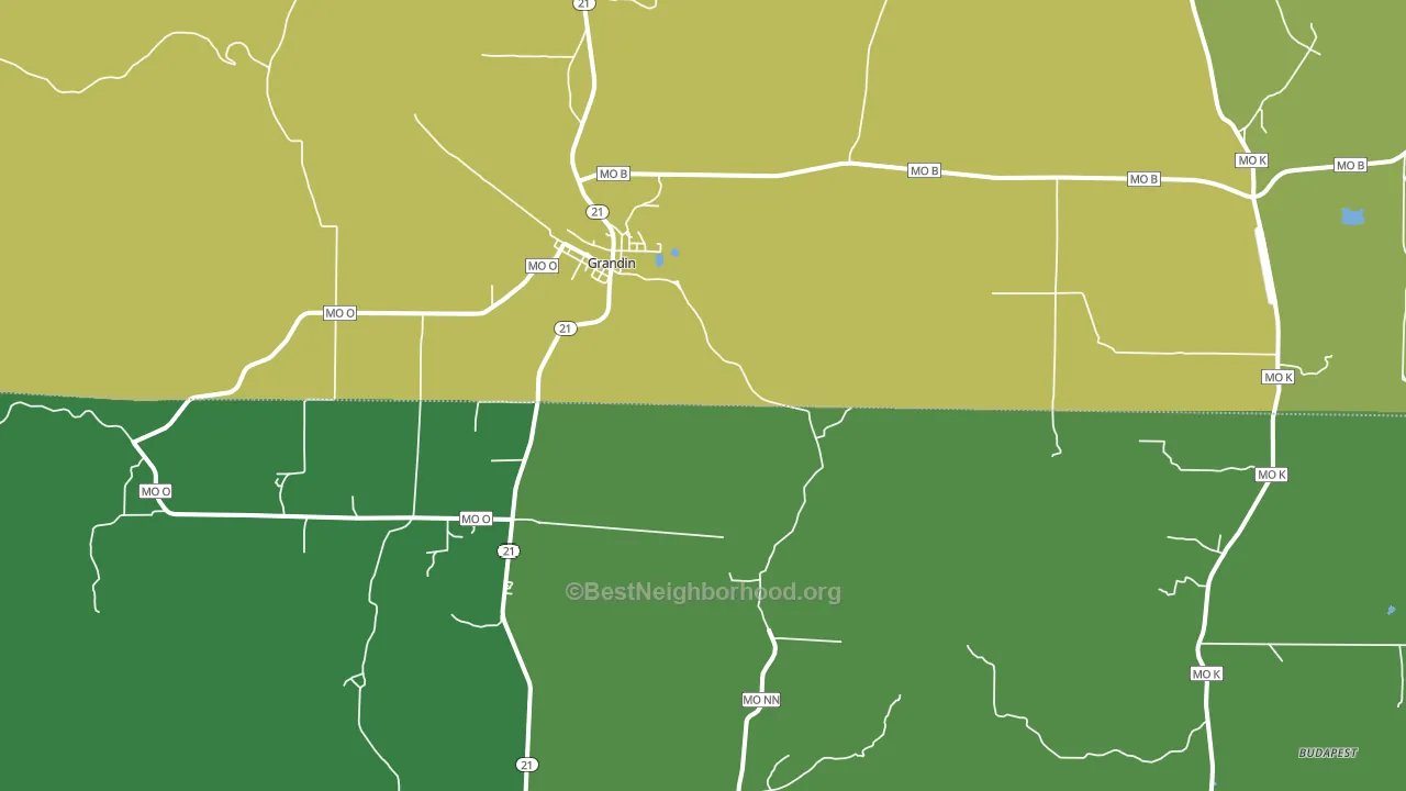 Grandin, MO block-group voter-turnout map
