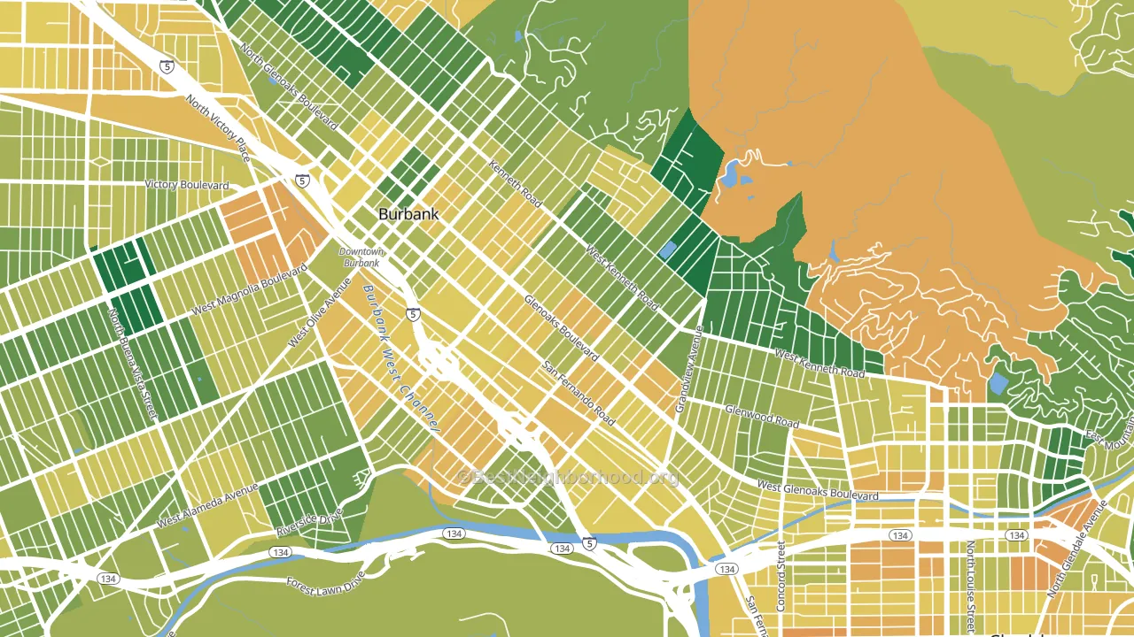 Grandview, Glendale, CA block-group voter-turnout map