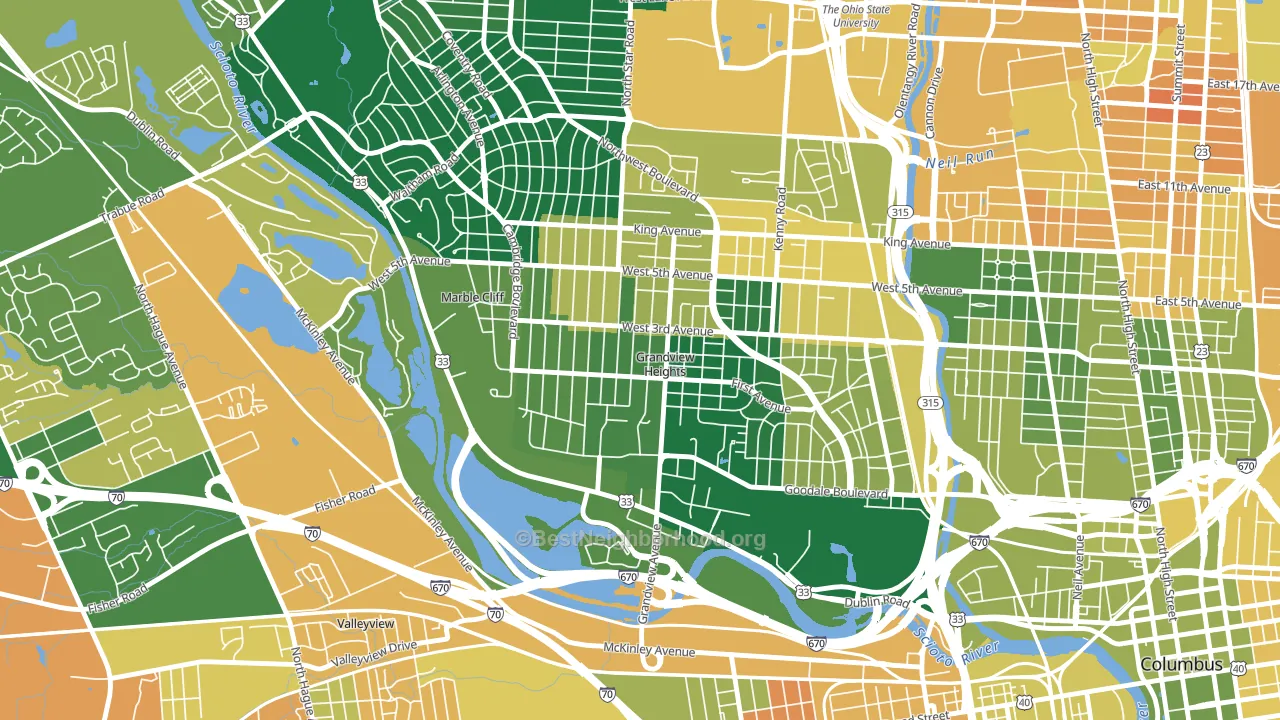 Grandview Heights, OH block-group voter-turnout map