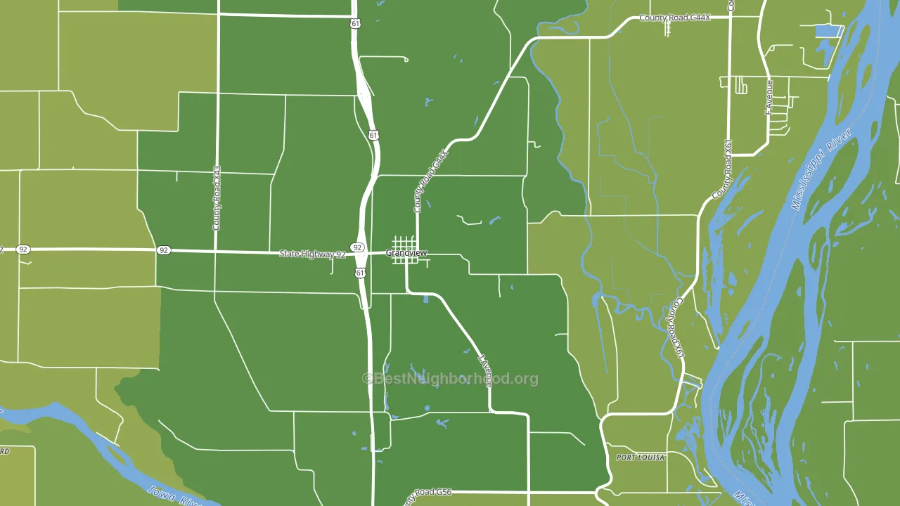 Grandview, IA block-group voter-turnout map