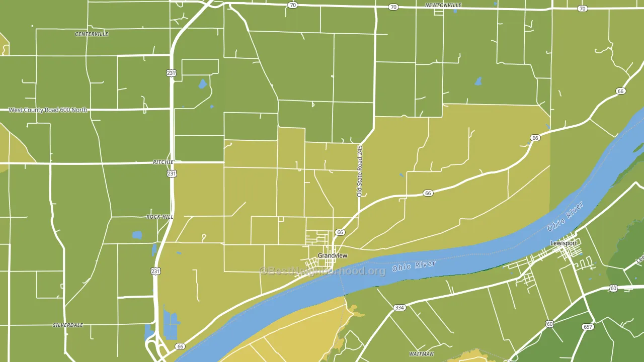 Grandview, IN block-group voter-turnout map
