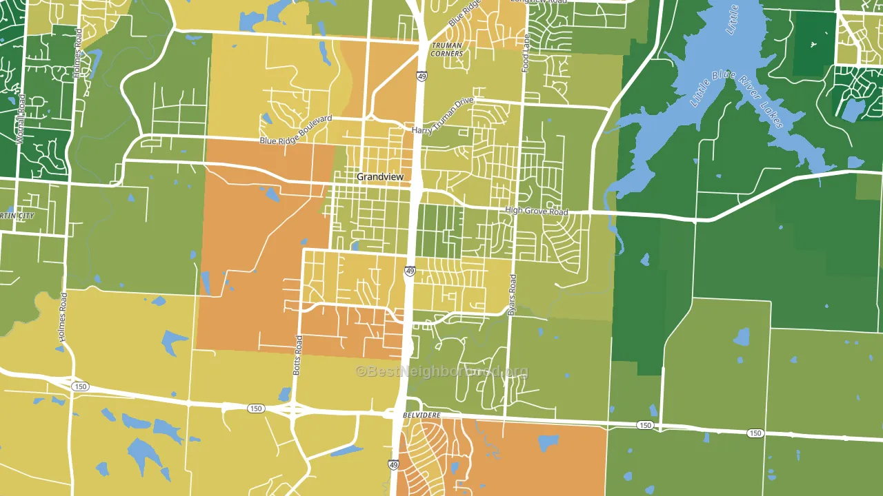 Grandview, MO block-group voter-turnout map