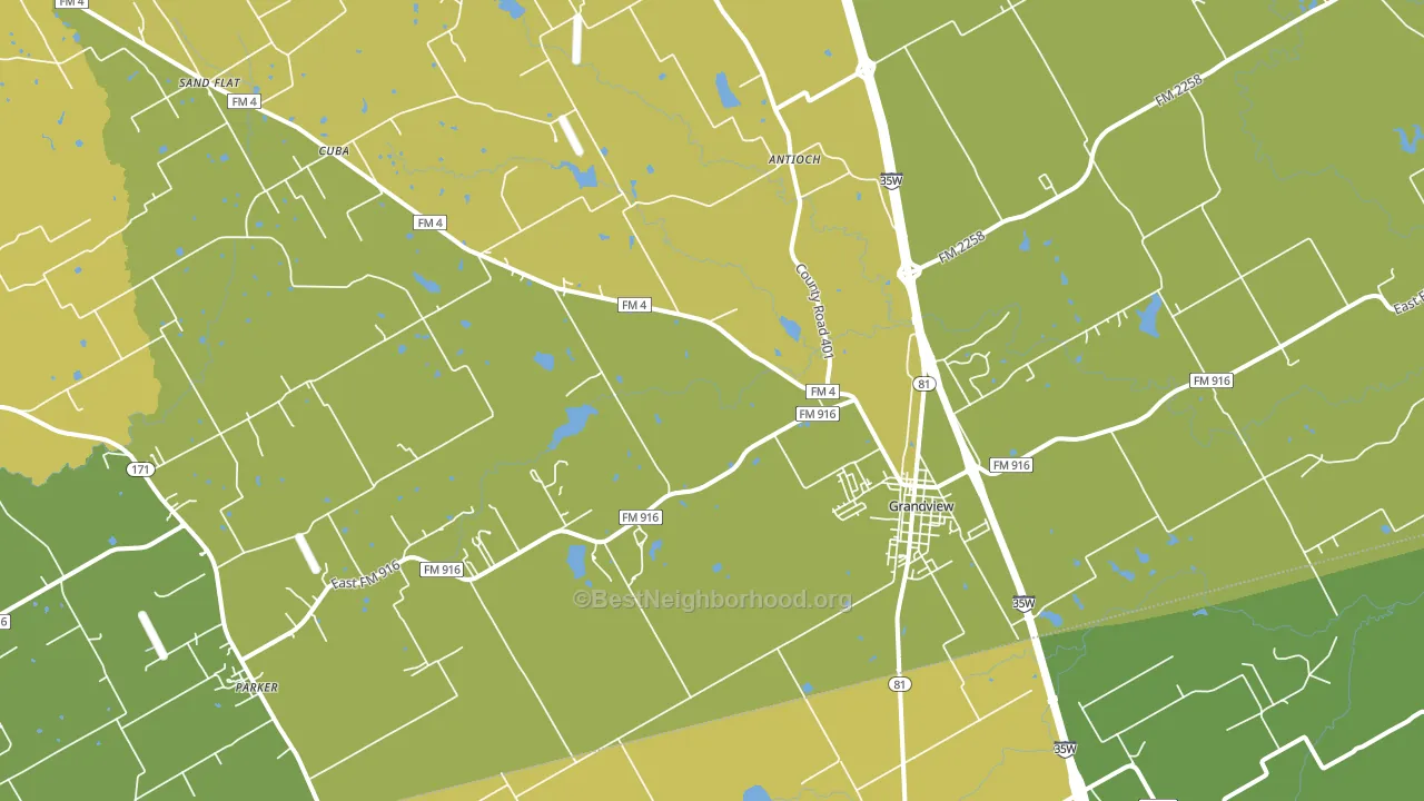 Grandview, TX block-group voter-turnout map
