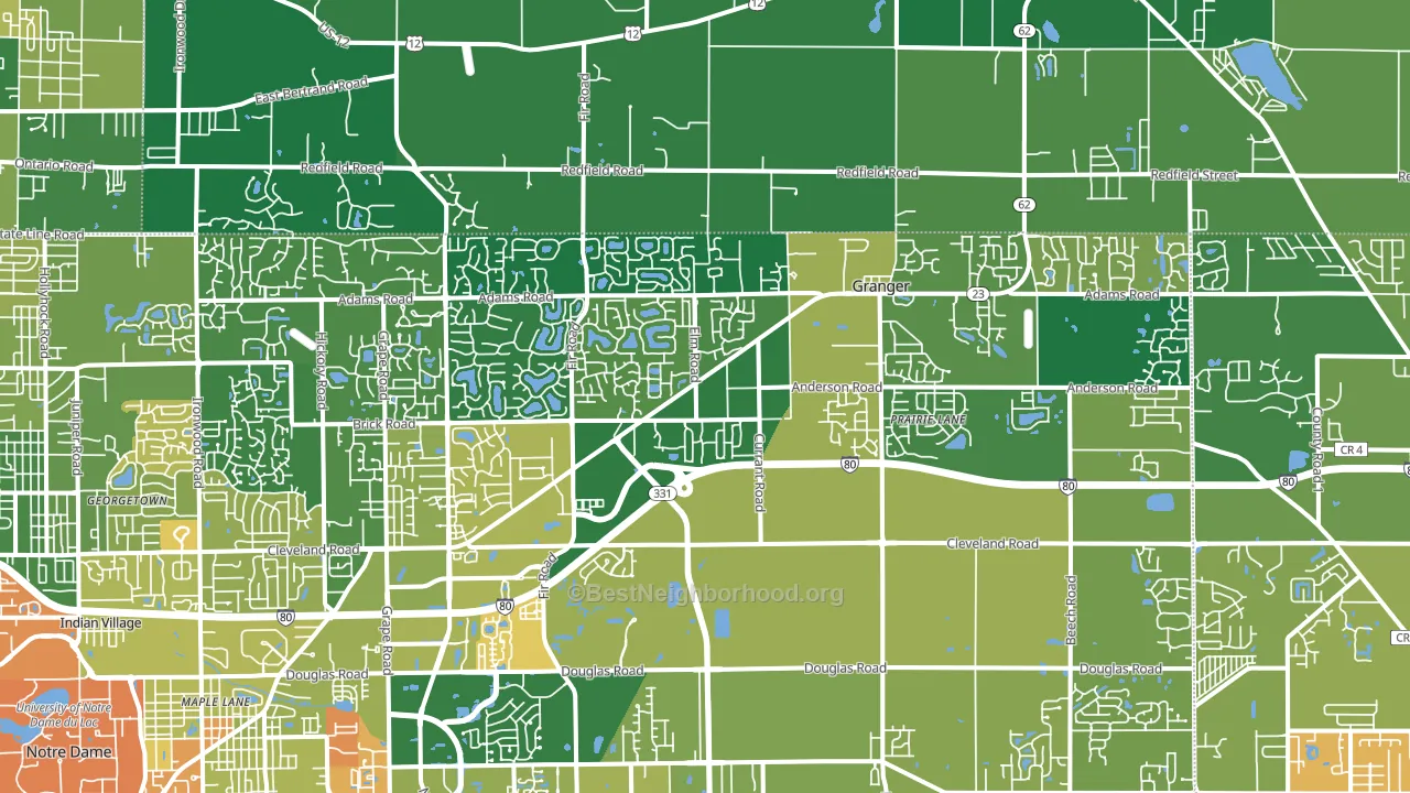 Granger, IN block-group voter-turnout map