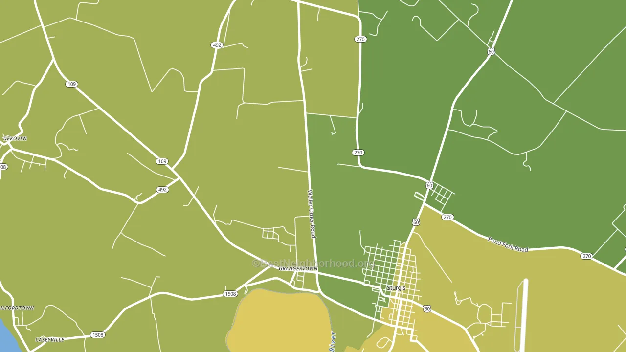 Grangertown, KY block-group voter-turnout map