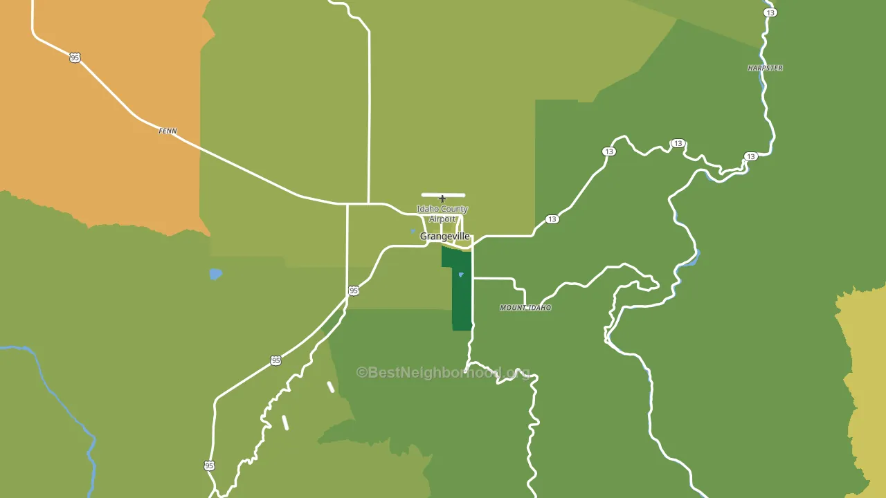 Grangeville, ID block-group voter-turnout map