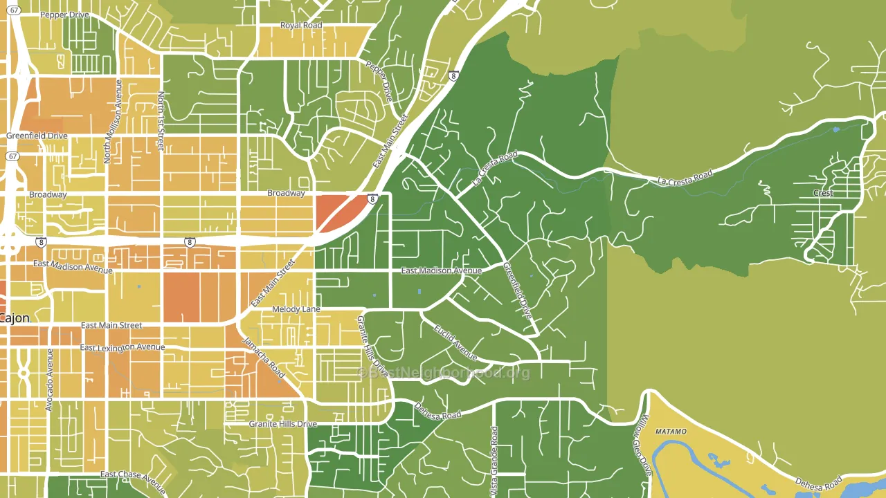 Granite Hills, El Cajon, CA block-group voter-turnout map